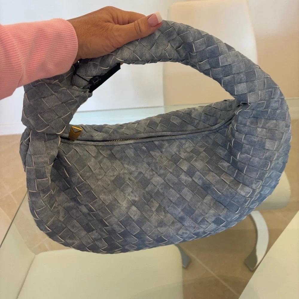 Woven Blue Hobo Bag Denium Vegan  & Polyester Very Durable